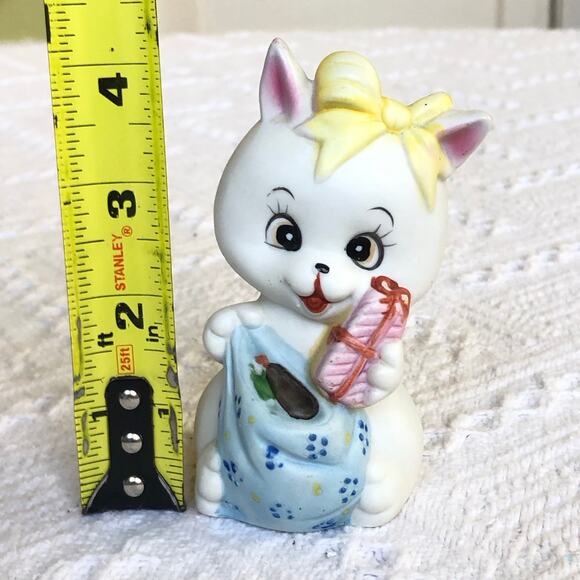 Vintage Flambro Porcelain Cat Figurine Made in Taiwan Kawaii Gift 4.25" 80s - Picture 8 of 10